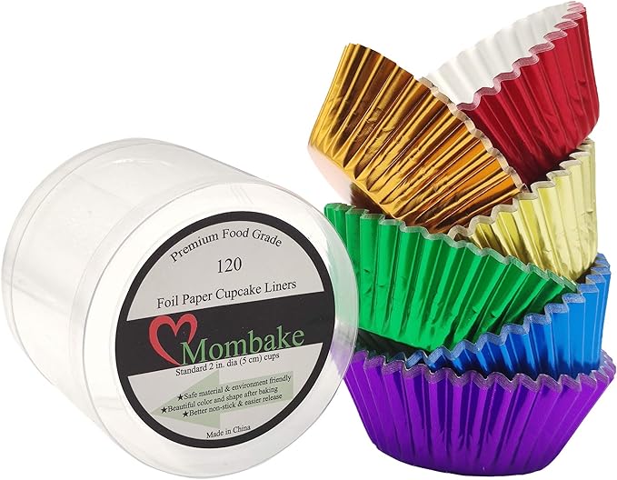 Rainbow 6 Bright Colors Standard Cupcake Liners Muffin Foil Paper Baking Cups, 120-Count