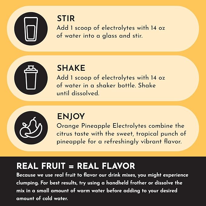 Orange Pineapple Electrolytes – 30‑Serving Hydration Drink Mix with Coconut Water, Sea Salt, and Trace Minerals – Supports Energy, Recovery, and Electrolyte Balance*