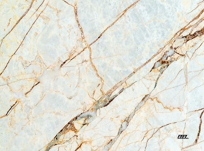 Rogue River Tactical White Brown Marbled Stone Pattern Textured Marble Art Kitchen Glass Cutting Board Modern Decorative Gift Abstract Wavy Contrast Design