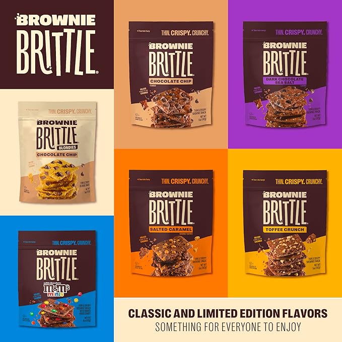 Brownie Brittle – Variety Pack Thin and Crispy Sweet Snacks (Pack of 6, 5 oz), Rich Gourmet Brownie Bites Dessert