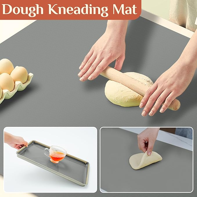 Silicone Baking Mat, 12 IN x 6 FT Free Cutting Baking Sheet, Non-Stick Reusable Dough & Pastry Mat, Non-Slip Silicone Mat Roll for Air Fryer Liner, Freeze Dryer, Oven Baking Pan, Kitchen Counter