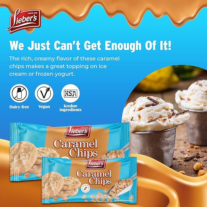 Lieber's Real Caramel Chips| Baking Chips | Certified Kosher for Cookies, Cakes, Muffins and More! 9 Oz Pack Of 3