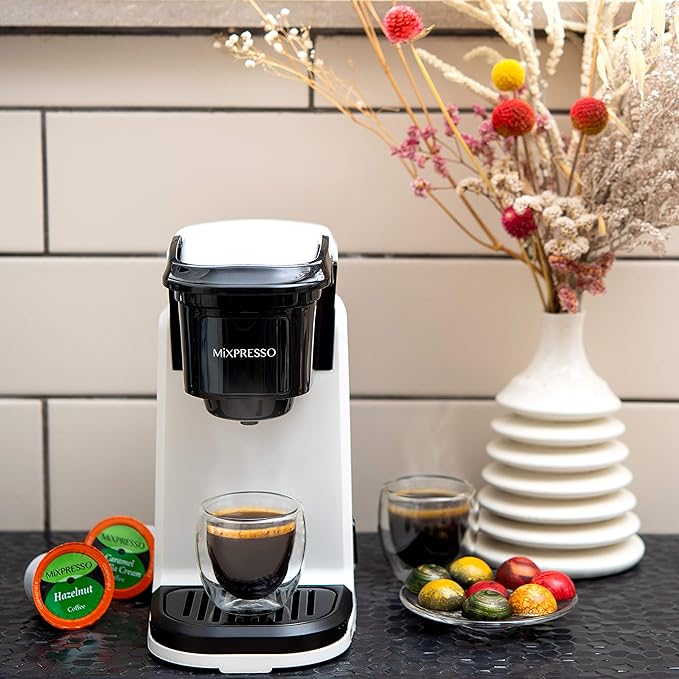 Mixpresso Single Cup Coffee Brewer - Quick Brew, One Touch Function, 12oz One Cup Coffee Maker