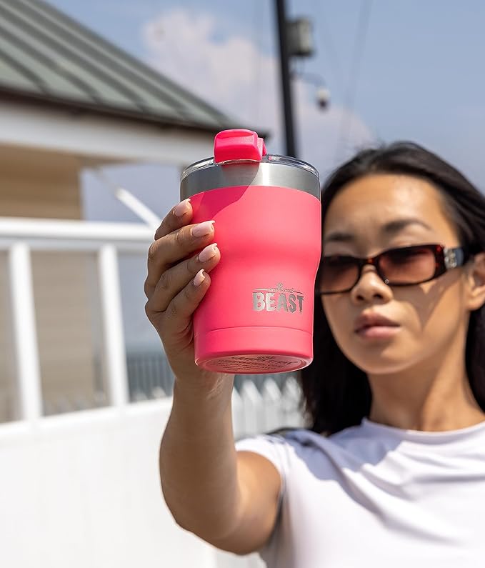 Beast 10 oz Tumbler Stainless Steel Vacuum Insulated Coffee Ice Cup Double Wall Travel Flask (Cupcake Pink)