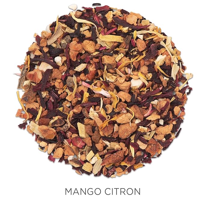 Tea Forte Mango Citron Premium Organic Loose Leaf Caffeine-Free Herbal Tea Blend Canister, Makes 35-50 Cups