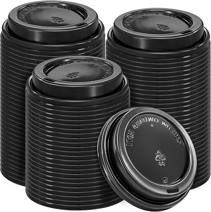 180 Pack Disposable Coffee Cup lids, 3.54'' Leak-Proof Disposable Plastic Cup Lids for 10, 12, 16, 20oz Paper Cups, Hot/Cold Drinking Cup Lids, Black