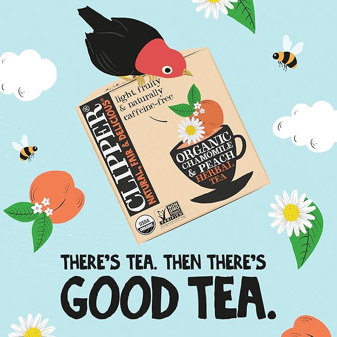 Clipper Tea Chamomile & Peach Teabags – USDA Organic, Great Hot or Iced – Natural, Fair & Delicious Fruity Chamomile & Peach Infusion – 200 Tea Bags