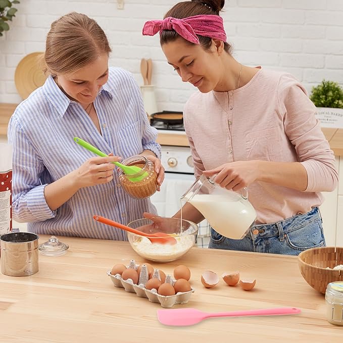 24 Pieces Small Silicone Spatulas, 8.3 inch Heat-Resistant Scrapers Rubber with Stainless Steel Core Baking Mixing Tool Seamless Spatula for Kitchen Cooking Cake Cream (6 Colors)