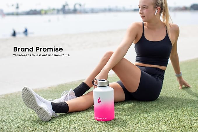 HYDRO CELL Stainless Steel Insulated Water Bottle with Straw - For Cold & Hot Drinks - Metal Vacuum Flask with Screw Cap and Modern Leakproof Sport Thermos for Adults (White/Pink 64oz)