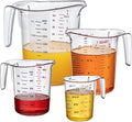 Amazing Abby - Melissa - Unbreakable Plastic Measuring Cups (4-Piece Set), Food-Grade Measuring Jugs, 1/2/4/8-Cup Capacity, Stackable and Dishwasher-Safe, Great for Oil, Vinegar, Flour, More