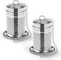 2 Pack Reinmoson Large Tea Infuser for Loose Tea & Spice Infuser for Cooking, Extra Fine Mesh Large Tea Strainers, 304 Stainless Steel Loose Leaf Tea Steeper for Black Tea, Rooibos, etc