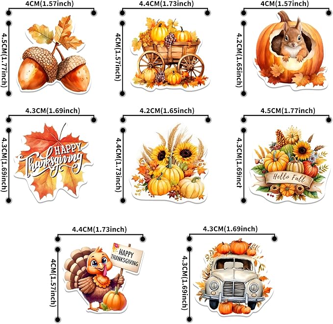 40 PCS Edible Wafer Paper Turkey Pumpkin Fall Theme Cake Picks Autumn Decorations for Thanksgiving Party