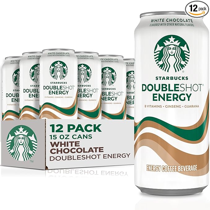 Starbucks Doubleshot Energy Drink Coffee Beverage, White Chocolate, Iced Coffee, 15 fl oz Cans (Packaging May Vary) (Pack of 12)