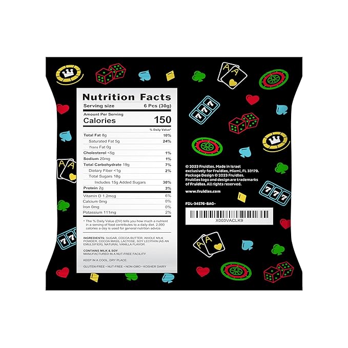 Fruidles Casino Poker Chips, Belgian Milk Chocolate Coins, Kosher Certified Dairy, Non GMO (100-Pack)