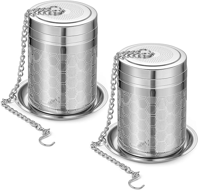 2 Pack Large Tea Strainers for Loose Tea, Tea Infusers for loose Tea Fine Mesh Stainless Tea Strainer Loose Leaf Tea Steeper for Black Tea, Spices and Seasonings