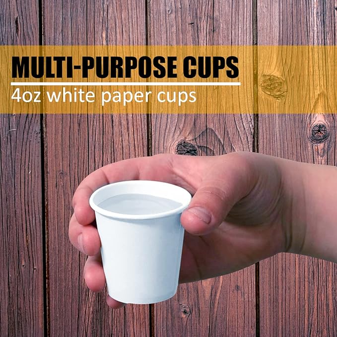Smygoods White Disposable Paper Coffee Cups with Lids (4 OZ, 25 Count) For Hot Beverages, Tea, Espresso, Cocoa - To Go Drink Containers, Café & Office