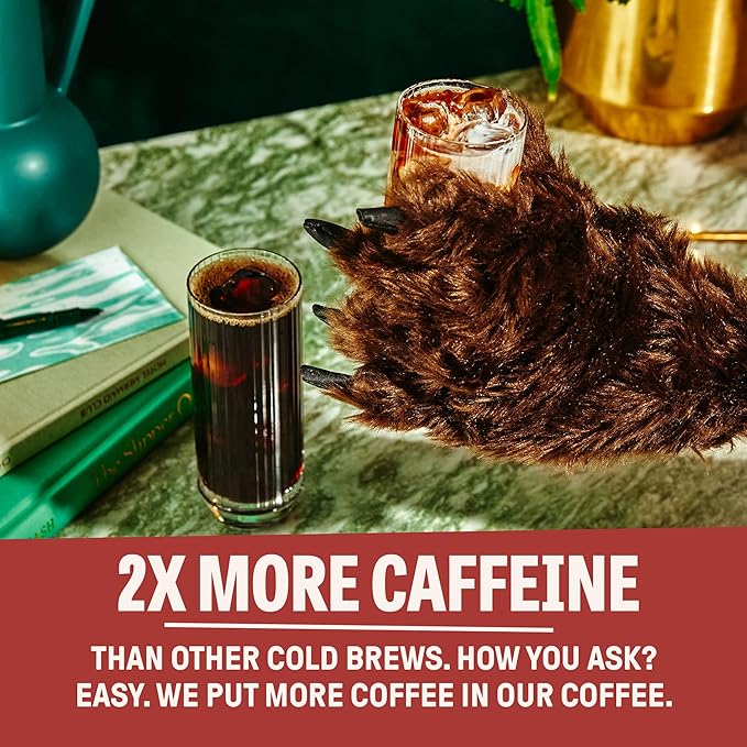 Wandering Bear Organic Mocha Cold Brew Coffee, 32 fl oz, 6 pack - Extra Strong, Bold, Smooth, Unsweetened, Shelf-Stable, Ready to Drink, Gluten Free, & Vegan, Iced Cold Brewed Coffee Drinks
