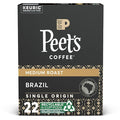 Peet's Coffee Single Origin Brazil, Medium Roast, 22 Count Single Serve K-Cup Coffee Pods for Keurig Coffee Maker