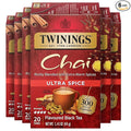 Twinings Ultra Spice Chai Individually Wrapped Bags, 20 Count (Pack of 6), Sweet, Savoury Spices, Caffeinated, Enjoy Hot or Iced, 120 Teabags