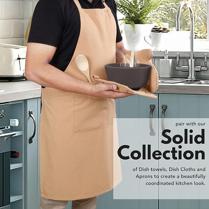 Native Fab Pot Holders and Oven Mitts Sets for Kitchen Heat Resistant- Hanging Non-Slip - 100% Cotton Oven Mitts and Pot Holders 4-Piece Set- Beige