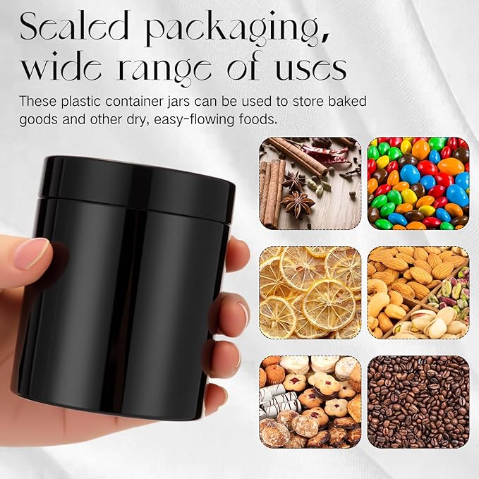 Patelai 4 Pieces Round Wide-mouth Leak Proof Plastic Container Jars with Lids for Travel Storage Makeup Beauty Products Face Creams Oils Salves Ointments DIY Making(8 Ounce,Pure Black)
