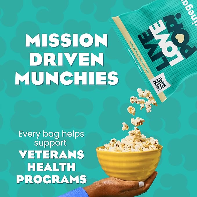 Live Love Pop Salt and Vinegar Flavored Gourmet Popcorn, 4.4 Oz (Pack of 6), Healthy Snack, Gluten Free, Vegan & Non-GMO, Mission Driven Munchies