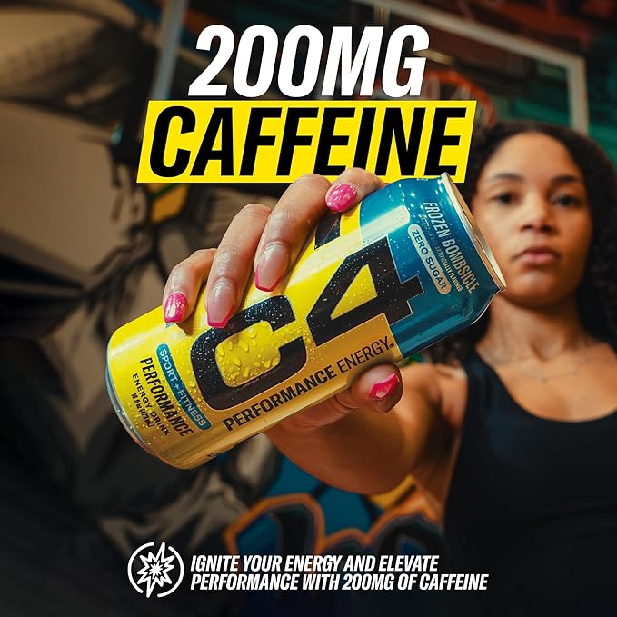Cellucor C4 Energy Carbonated Zero Sugar Energy Drink, Pre Workout Drink + Beta Alanine, Sour Gummy Splash, 16 Fl Oz (Pack of 12)