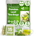 FreshDrinkUS, Premium 15 Pandan Leaf Tea Bags, 100% Natural & Pure from Pandan Leaves. Loose Leaf Pandan Herbal Tea. Made with Natural Material Tea Bags. No Sugar, No Caffeine, No Gluten, Vegan. (15 Tea bags)