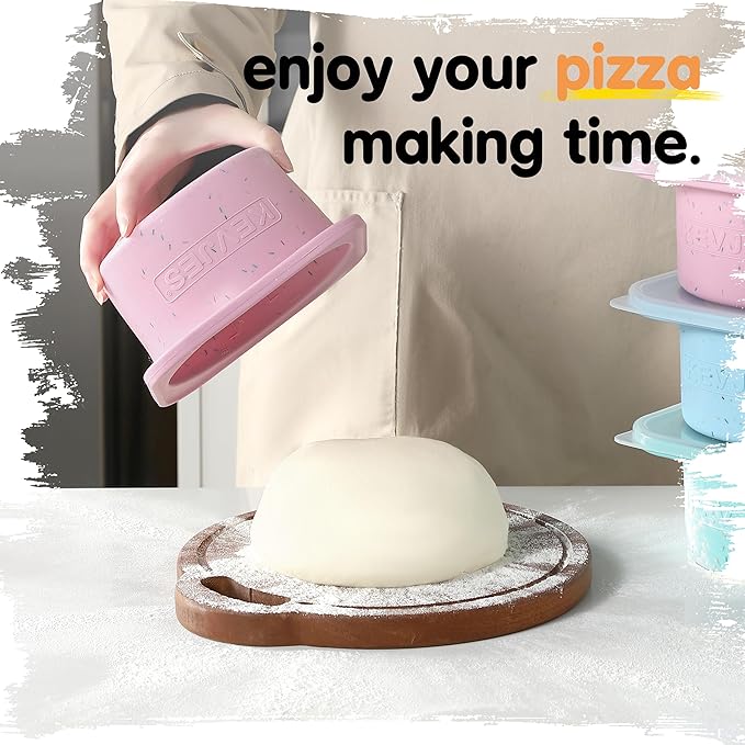 PLUS 1000ml Pizza Dough Proofing Containers for DIY family Artisan Pizza, Food Grade Silicone Stackable Boxes with Lids, Freezer, Fridge, Dishwasher Safe-Sprinkles Pattern-3 Pack (Multicolors)
