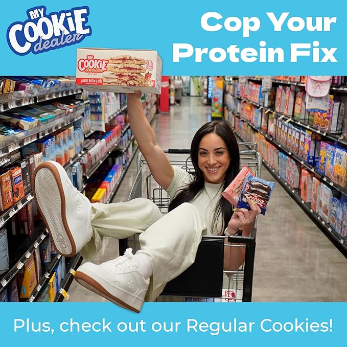 My Cookie Dealer Protein Cookies, Milk & Cookies (12-Pack, 3.8oz Each) - 25g of Protein per Cookie - Individually Wrapped Workout Snacks for On-The-Go Travel