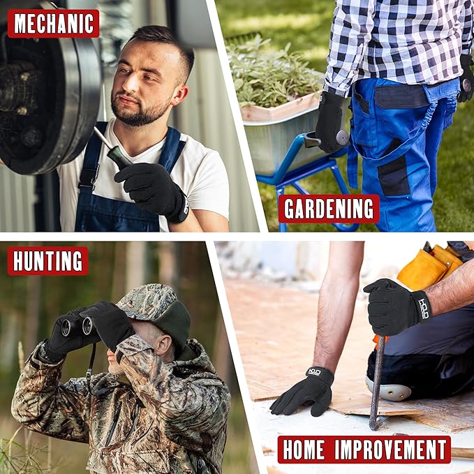 HANDLANDY Work Gloves for Men & Women, Utility Mechanic Working Gloves Touch Screen, Flexible Yard Work Gloves