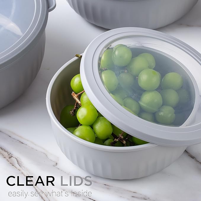 COOK WITH COLOR Prep Bowls with Lids- Wide and Deep Nesting Plastic Small Mixing Bowl Set with Lids, 12 Piece Set - Wide Bowls, Gray