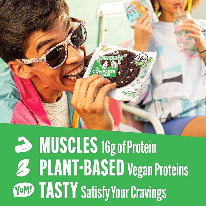 Lenny & Larry's The Complete Cookie, Choc-O-Mint, Soft Baked, 16g Plant Protein, Vegan, Non-GMO, 4 Ounce Cookie (Pack of 12)