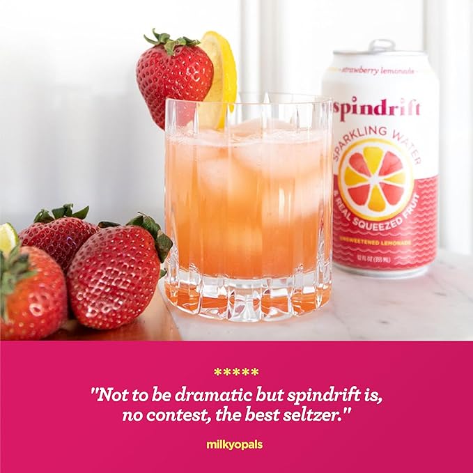 Spindrift Strawberry Lemonade Can 12 Ounce (Pack of 24)