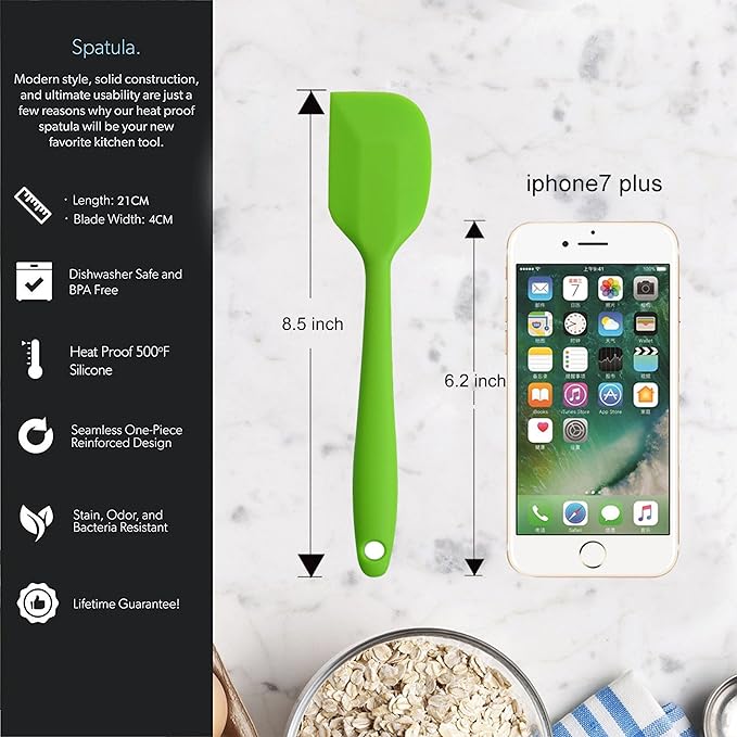 Silicone Spatulas, 8.5 inch Small Rubber Spatula Seamless One Piece Design Heat Resistant Non-Stick Flexible Scrapers Baking Mixing Tool (5 Pieces)