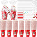 100 Sets Christmas Snowman Soup Kits for Classroom Coworker Gift 12 Oz Winter Snowman Paper Cups for Hot Cocoa Chocolate Marshmallow Soup Tags Clear Xmas Bags (Vibrant)