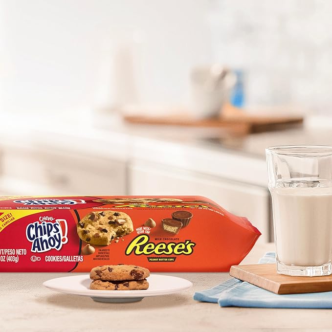 NABISCO CHIPS AHOY! Peanut Butter Cup Chocolate Cookies, Family Size, 14.25 Ounce (Pack of 1)
