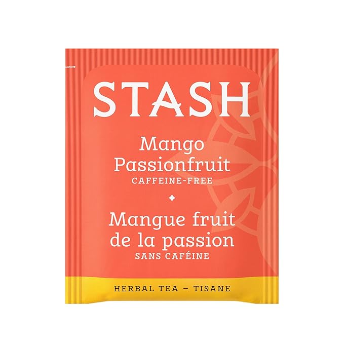 Stash Tea Mango Passionfruit Herbal Tea - Naturally Caffeine Free, Non-GMO Project Verified Premium Tea with No Artificial Ingredients, 20 Count (Pack of 6) - 120 Bags Total