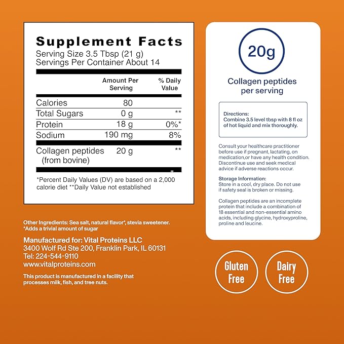 Vital Proteins® Salted Caramel Collagen Peptides, 20g CollagenPeptides, Healthy Hair, Skin, Nails & Joints