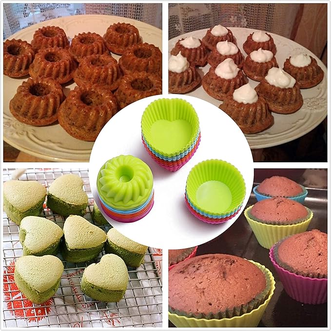 To encounter 41 Pieces Silicone Baking Pan Set, Silicone Cake Molds, Baking Sheet, Donut Pan, Muffin Pan with 36 Pack Baking Cups, Dishwasher Safe