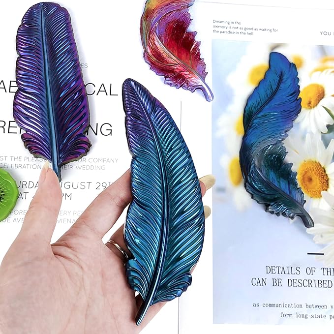 Wehous 3PCS Feather Resin Mold 3D Feather Shape Silicone Molds for Epoxy Resin Casting Concrete Wall Hanging Keychain Jewelry Pendant Decor Mould DIY Art Craft Halloween Christmas Home Decor