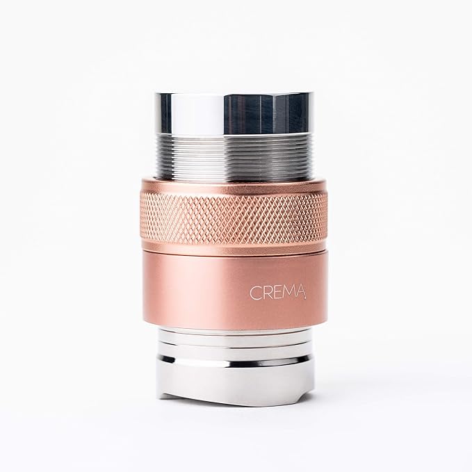 Crema Coffee Products 39.25mm Hand Tamper & Coffee Distributor V2 | Compatible with Flair Classic, Signature,and Neo|Double-Sided, Adjustable Depth Tool|Made with Durable 304 Stainless Steel|Rose Gold