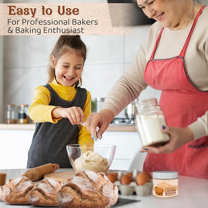 Living Dough - 900 Year Old Sourdough Starter Culture - Active & Live Organic Sourdough Starter for Baking - For Artisanal Bread, Pizza Dough, Waffles & More