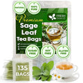 FreshDrinkUS Premium 135 Sage Leaf Tea Bags, 100% Natural & Pure. Loose Leaf Sage Herbal Tea. Made with Natural Material Tea Bags. No Sugar, No Caffeine, No Gluten, Vegan
