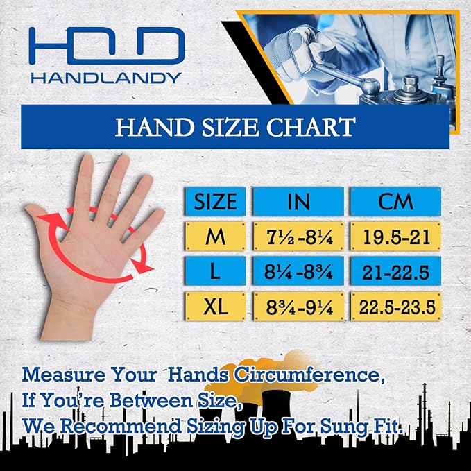 HANDLANDY Work Gloves for Men & Women, Utility Mechanic Working Gloves Touch Screen, Flexible Yard Work Gloves