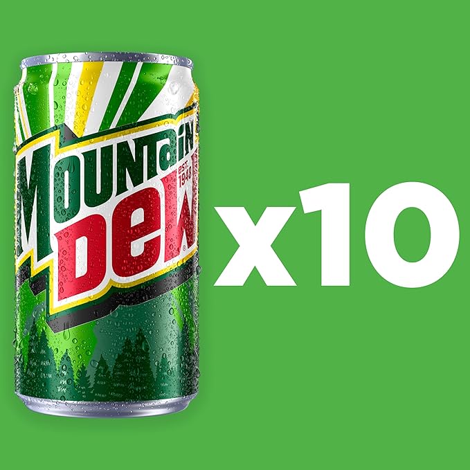 Mountain Dew Soda, Mini Cans, 7.5 Fl Oz (Pack of 10)