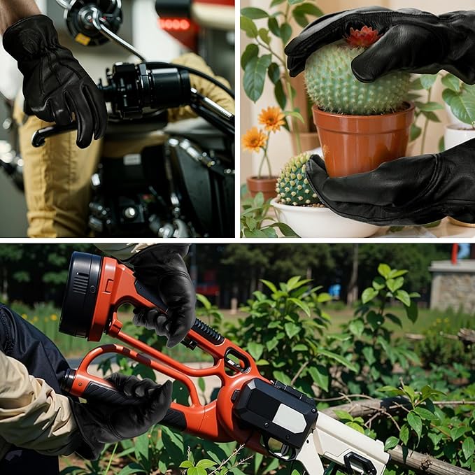 Leather Work Gloves for Men & Women, Reinforced Durable Gardening Gloves,Cowhide Work Gloves,Puncture & Cut Resistant