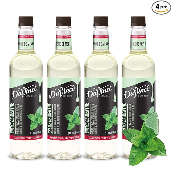 DaVinci Gourmet Classic Crème De Menthe Syrup, 25.4 Fluid Ounces (Pack of 4)