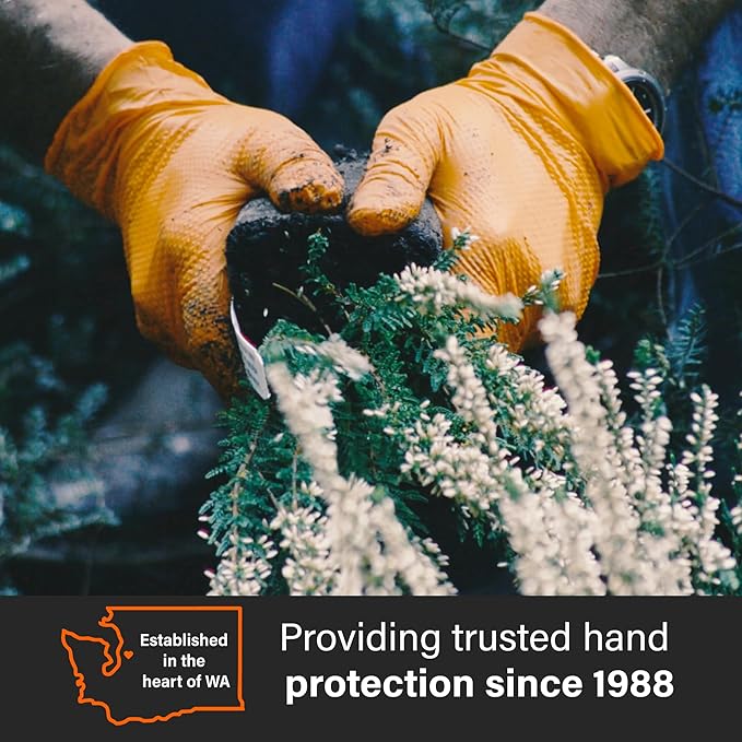 GLOVEWORKS Heavy-Duty Nitrile Gloves, Disposable, Latex Free, 8 Mil, Orange, Diamond Grip Glove