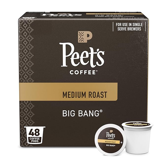 Peet's Coffee, Medium Roast Single Serve Coffee Pods - Big Bang 48 Count (1 Box of 48 Pods)